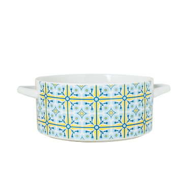 Tigela de sopa de decalque de decalque personalizada tigela de ramen verde com tampa de porcelana boêmia