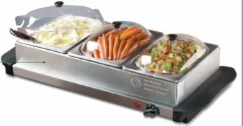 3x1.5qt Stainless Steel Triple Buffet Server Warming Tray Ms538 
