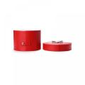 Red Leather Stitched Jewelry Round Tube Box