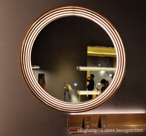 Muse Gold Award Modern Aluminum Frame Art Round Smart LED Bathroom Mirror