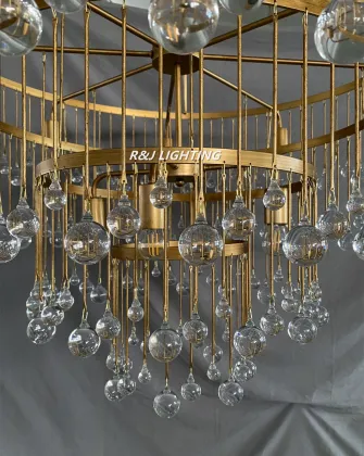 Aged Brass Silver Aubrey Chandelier: Crystal Ball Modern Pendant Lights for Hotels