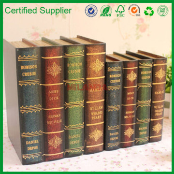 Two Pieces Retro Wooden Simulation Book Box Decorations Model Storage Box