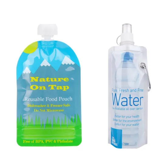 Hot Sale Travel Plastic Drinking Water Bags with Spout/Stand up Bag