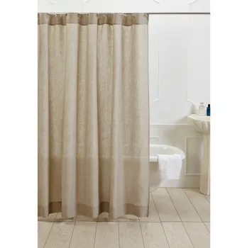 100% Natural Soft Linen Material Hemp Waterproof Shower Curtain for SPA Bathroom Decor