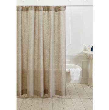 100% Natural Soft Linen Material Hemp Waterproof Shower Curtain for SPA Bathroom Decor