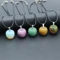 3D Aventurine Apple Pendant Necklace for Women Girls