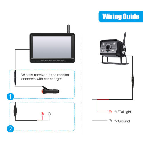 Wireless 7 inch Truck Rear Reversing Camera System Support 2 Cameras with Loop Recording