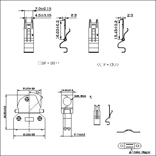 1.27mm Series Shielded Backshell Kits 36P Angled Exit With Spring Latchs HPMCR01-3609S