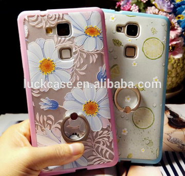 Wholesale Embossment Painting Soft With Shell Finger Ring TPU Phone Case Cover For HuaWei iPhone 5/5s/6s/6plus