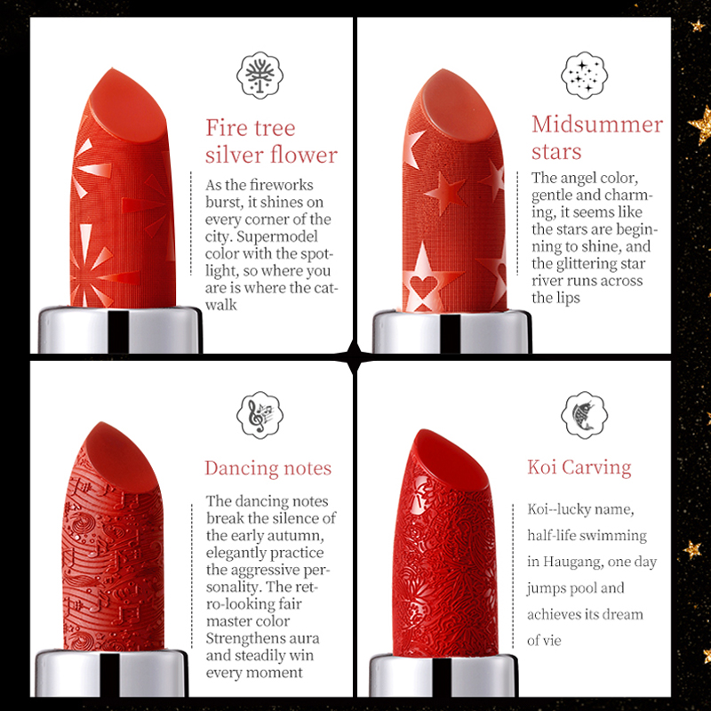 Hot selling engraved matte lipstick private label accepted waterproof lip stick vegan lipstick set