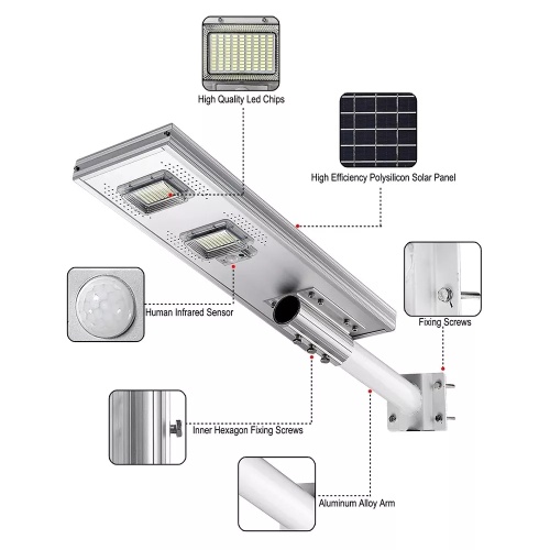 100W integrated Solar Street Light All In One