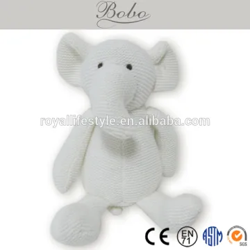 Lovely white knitted elephant stuffed baby toy