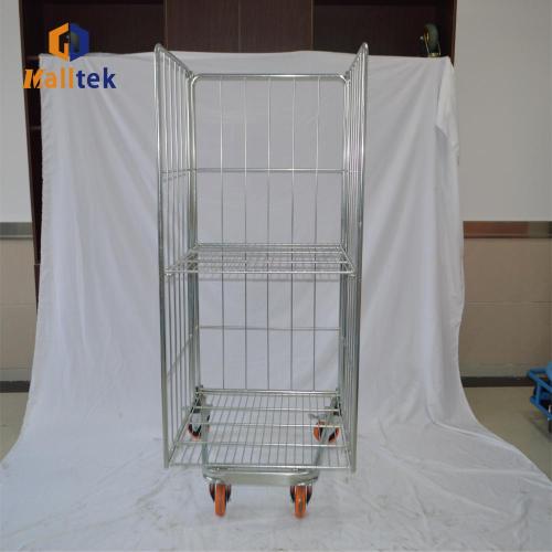 3sides Galvanized Metal Logistic Roll Trolley