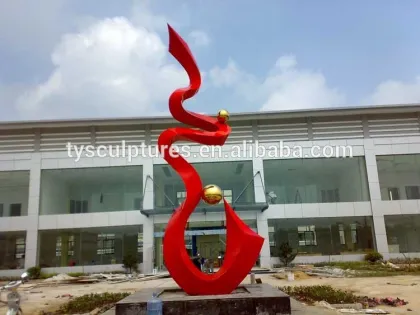 Red color Chinese outdoor abstract bird phoenix stainless steel sculpture for garden