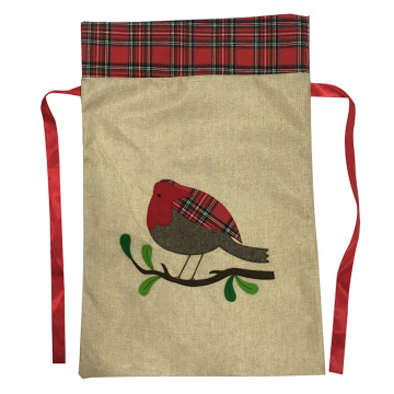 Tartan Trim Hessian Christmas Xmas Sack Cuckoo