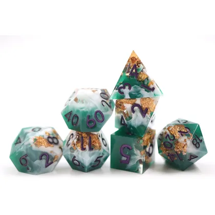 Polyhedral Resin Gilding D&D Dice Set - Dungeons and Dragons RPG Games Dragon Resin Dice