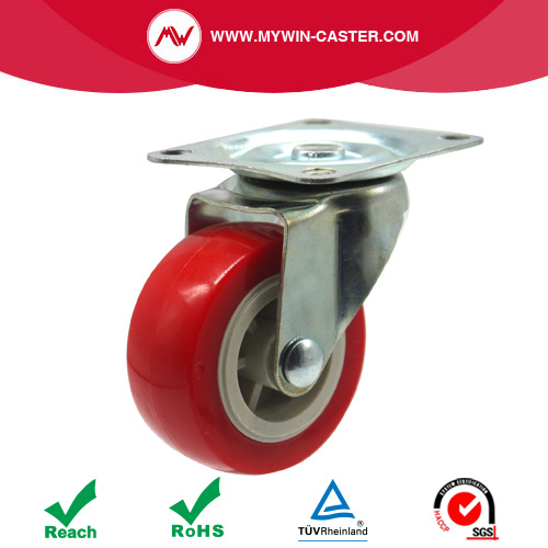 1,5 "Placa superior de revestimento de zinco sem molde de freio no núcleo de PVC + PP (piso plano) Rivet American Type Mini Duty Caster Wheels