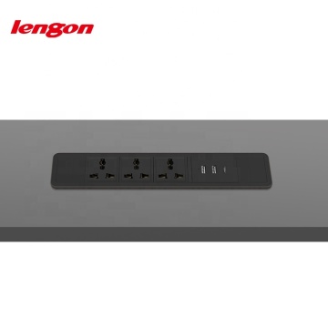 10A/16A jalur kuasa sejagat dengan 3 cawangan dan 2USB + 1Type-c PD 18W soket