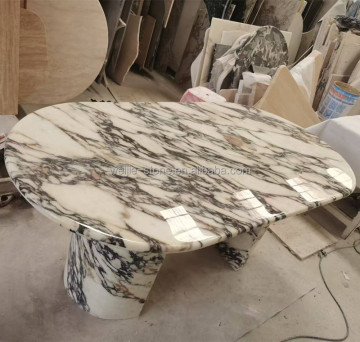 Modern Natural Calacatta Viola Stone Dining Tables for Luxury Kitchens and Homes