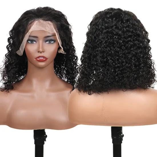 Short Brazilian Deep Curly 13x4 Lace Front Wigs Human Hair Bob 150% Density Glueless Lace Front Wigs Pre Plucked With Baby Hair