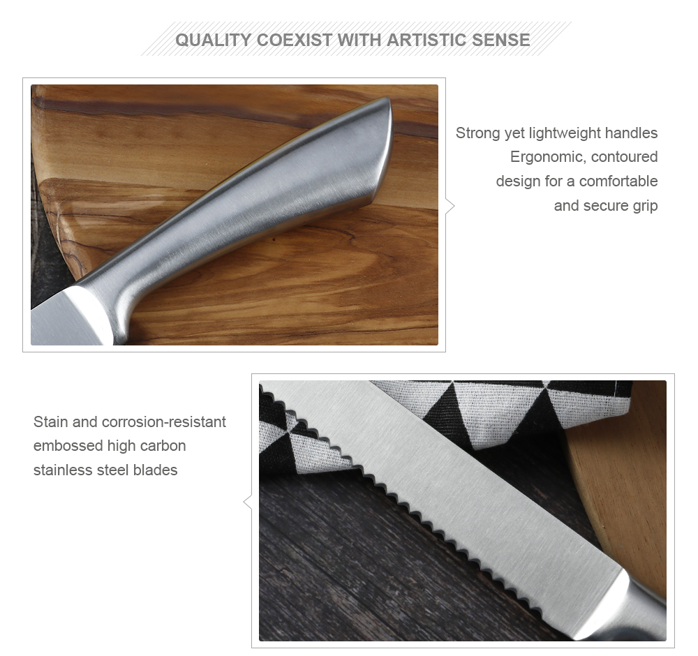 Stainless steel hollow handle bread knife