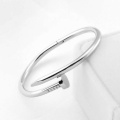 Unisex de acero inoxidable con CZ Nail Style Love Bangle Bracelet para mujeres hombres