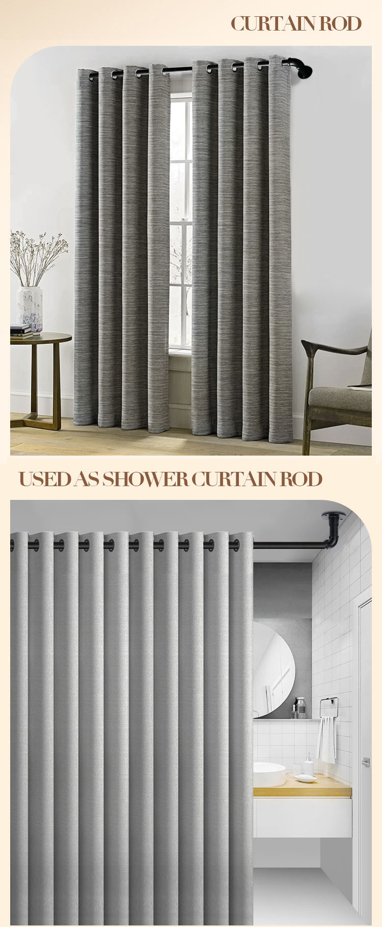 Curving tube curtain rod