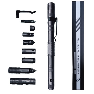 6-in-1 Outdoor Camping Multifunctional Tactical Pen with LED Light and Attack Cone: Ultimate Survival Equipment