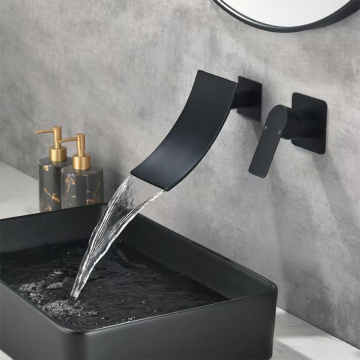 Black Waterfall iwẹ agbada Faucet Wall Mount