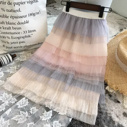 Fashion new girl gradient rainbow skirt kid girl skirts baby tulle skirt