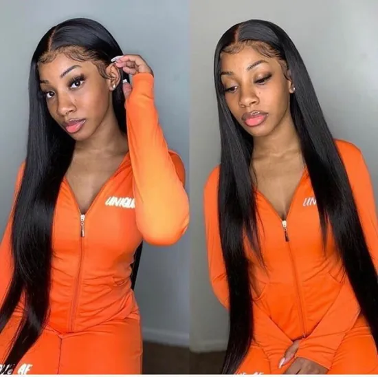 Good Quality Brazilian Hair Lace Closure Wig 4*4, Cuticle Aligned Remy Hair Natural Color Straight Wave Lace Front Wig Wholesale