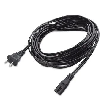 2-Slot Polarized US Power Cord (2Pin NEMA 1-15P to Figure 8 C7) - Black Laptop Power Cord