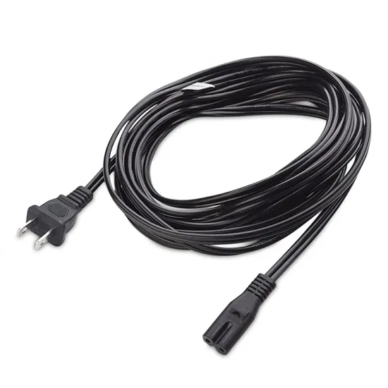 2-Slot Polarized US Power Cord (2Pin NEMA 1-15P to Figure 8 C7) - Black Laptop Power Cord