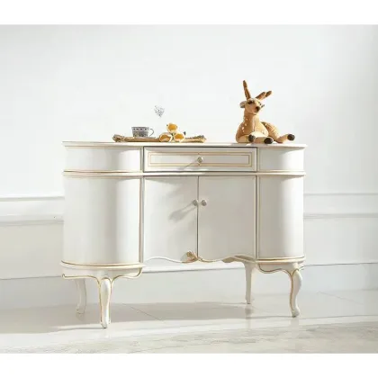 French Pastoral Style Wooden Sideboard Table with Storage for Living Rooms