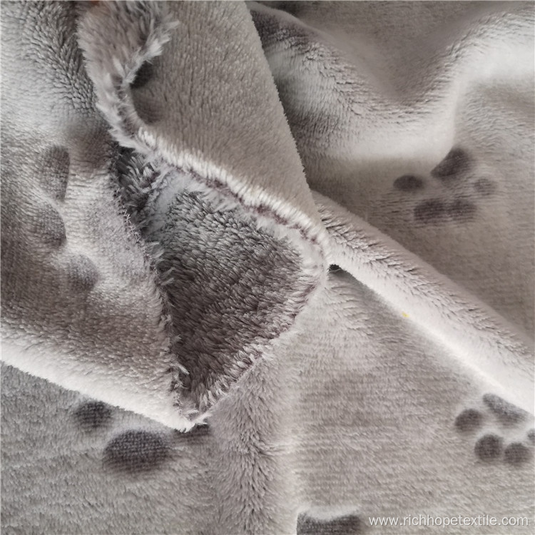 Double-Sided Pet Paw Back Printed Cutting Flannel Fabric