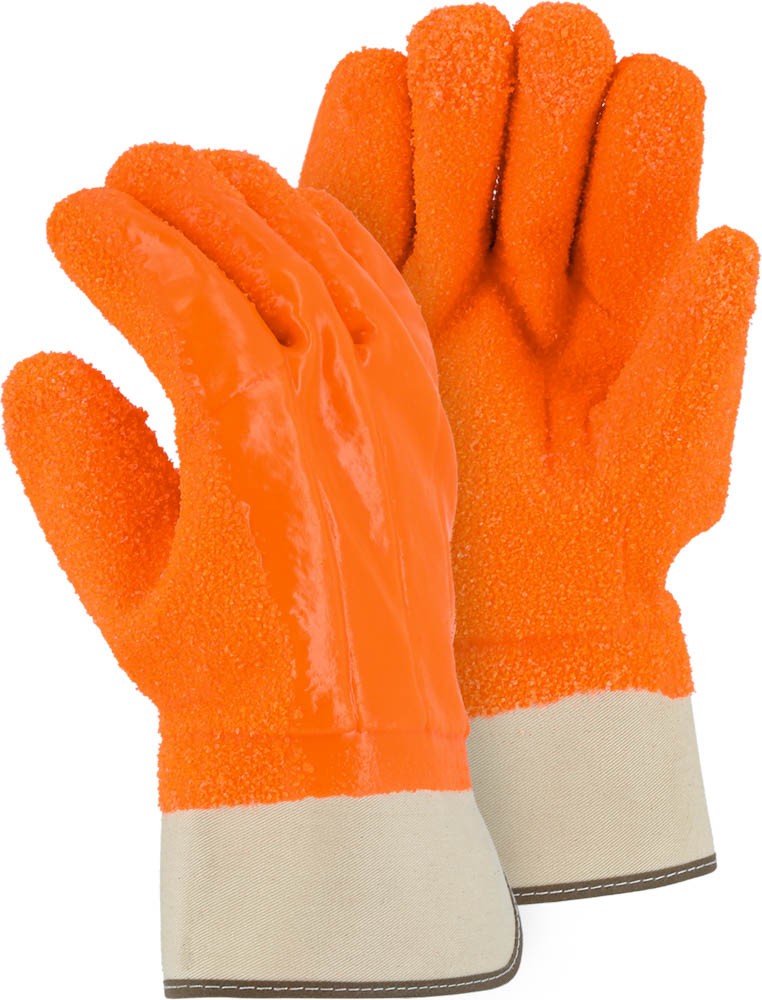 PVC winter gloves with chips safety cuff