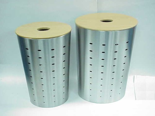 2 Set Stainless Steel body Oval Shape wooden laundry basket