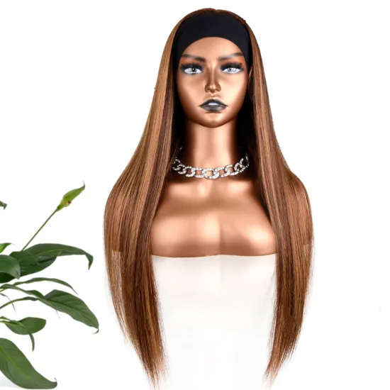 Silky Straight Pixie Raw Indian Colors Lace Front Human Hair Highlights Headband Wigs for Black Women