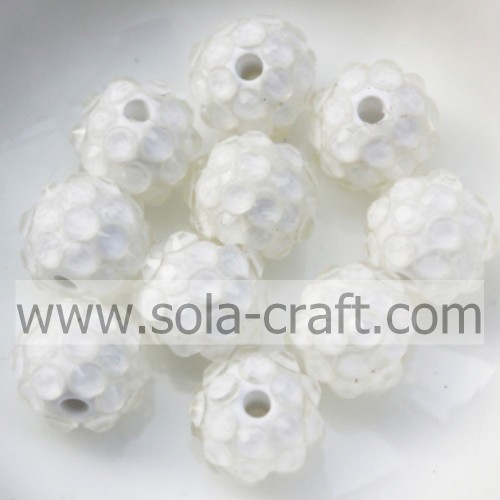 Νεώτερος σχεδιασμός Ρητίνη Rhinestone Beads 10 * 12MM Διαφανές λευκό με τρύπα 2mm