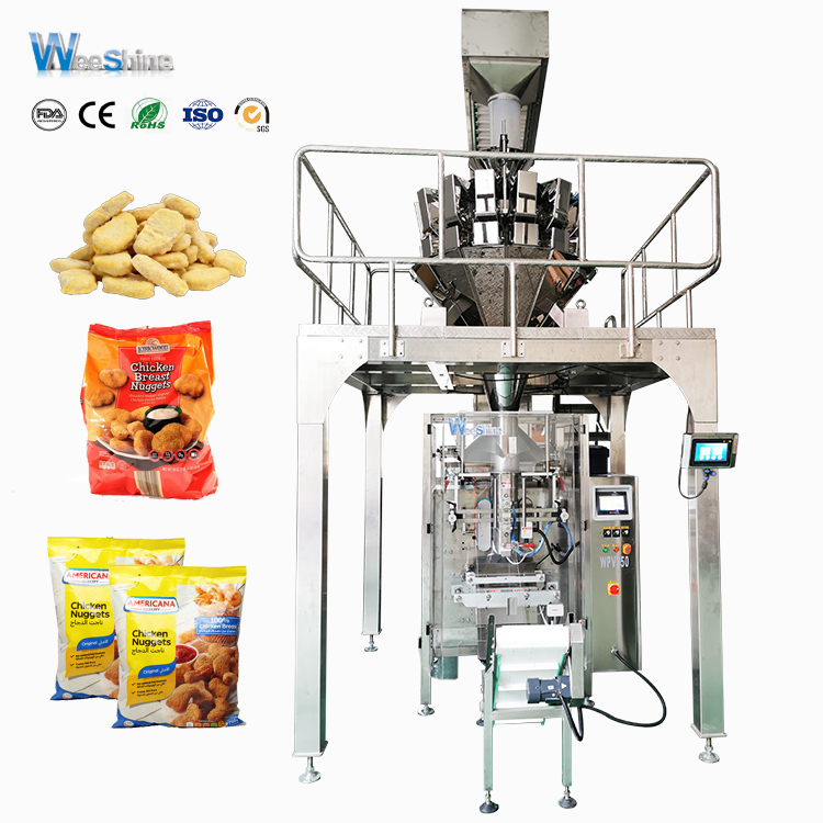 Máquina de embalagem vertical automática para alimentos congelados Nugget