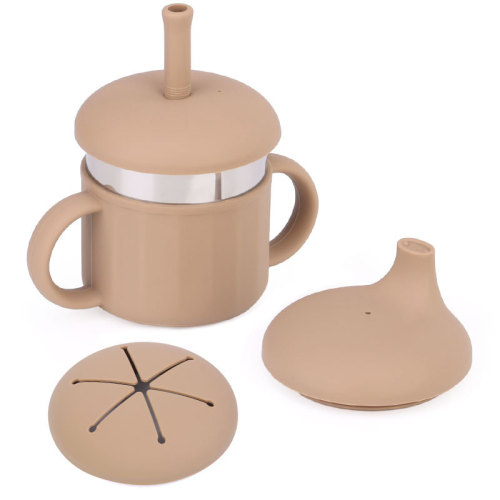 Силиконски нерѓосувачки челик Слама Sippy закуска бебешка чаша