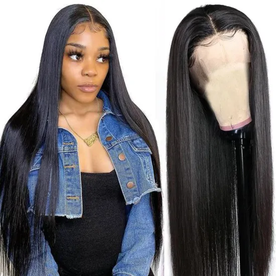 Hot Sale 100% Virgin Remy Human Hair Natural Hairline Hand Tied 13*4 Front Swiss Lace Wig With Baby Hair Annione Warehouse