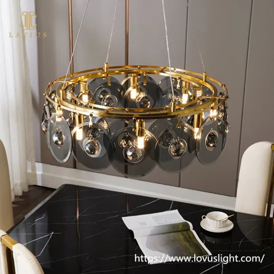 Creative black glass disc crystal chandelier Unique design glass crystal pendant light for dinning room