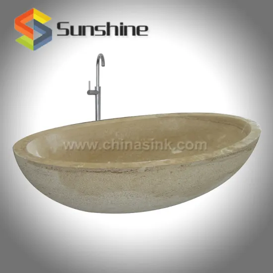 Bush Hammered Beige Travertine Bathroom Tubs