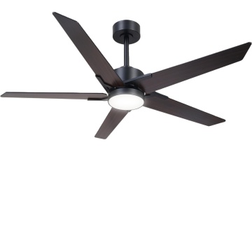 Modern Walnut Wood Ceiling Fan with Remote, 6 Speeds, Reversible DC Motor, Memory Function, and LED Light