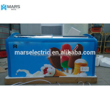 MARS 388L Curved Glass Door Chest Freezer