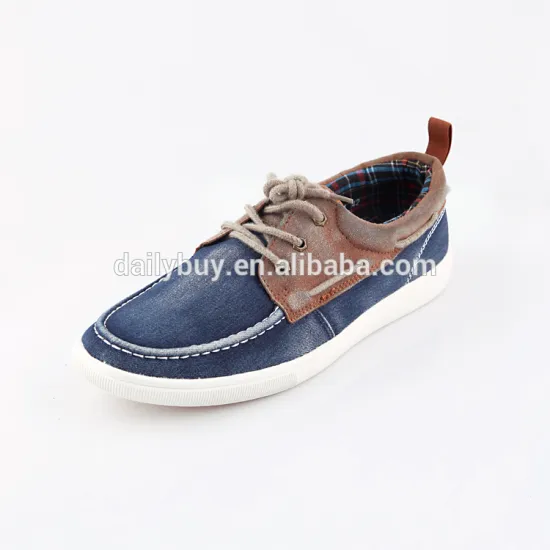Popular design flat sole men canvas boat shoes for sailing
