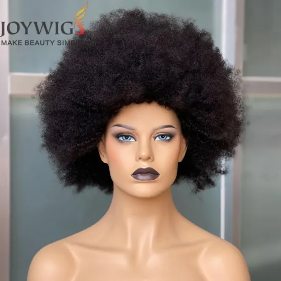Wholesale 4x4 HD Invisible Lace Front Human Hair Wigs with Glueless V-Part and Kinky Curl Pattern