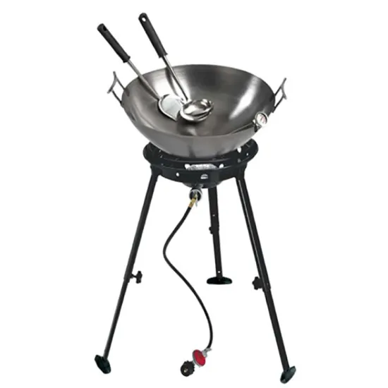 Hot Sale Outdoor Cookware Carbon Steel Wok Set with Propane Burner