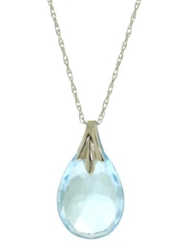 14k Gold Pendant Necklace with Genuine Briolette Blue Topaz,Nature Crystal Necklace